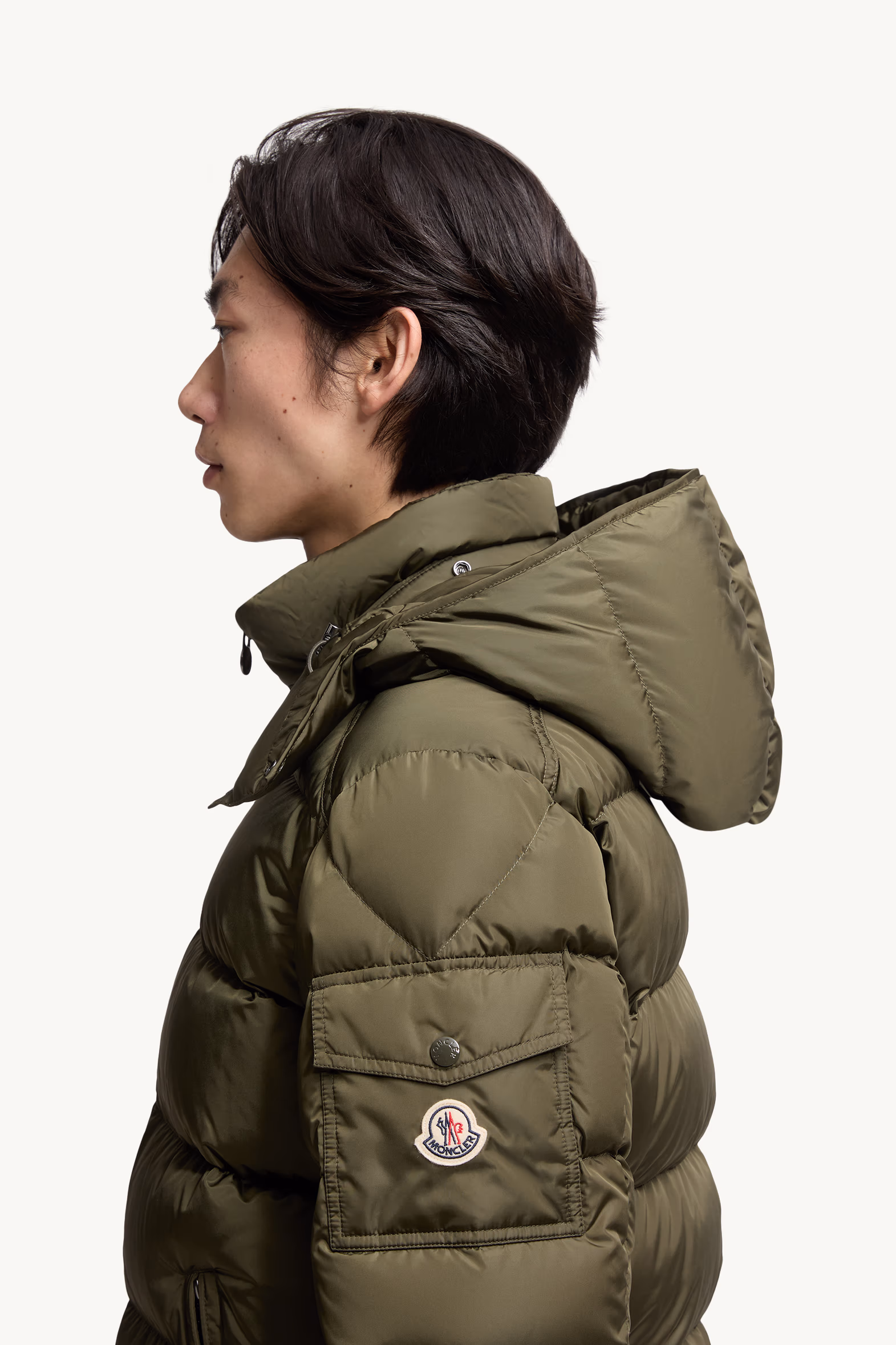 Moncler Maya Hooded Short Down Jacket Men Olive Green Moncler 4